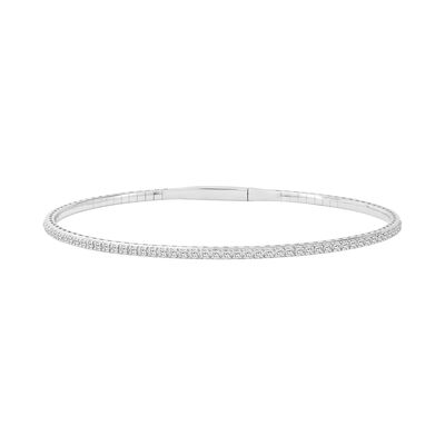 Lab Grown Diamond 1/2ctw. Halfway Flexi Bangle in Sterling Silver